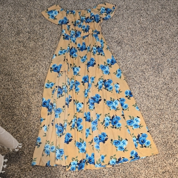 Floral Off-Shoulder Maxi Dress/Romper - Picture 1 of 4